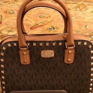 Brown Sandrine studded Michael Kors purse